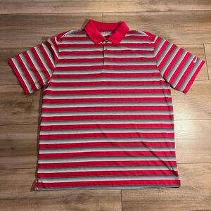 Nike‎ Golf Pink Stripe Athletic Polo Shirt Men XL Bin M-19